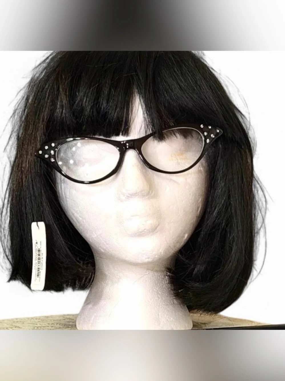 Dr Peepers 50s Black Cat Eye Rhinestone Glasses NWT Clear - No Prescription